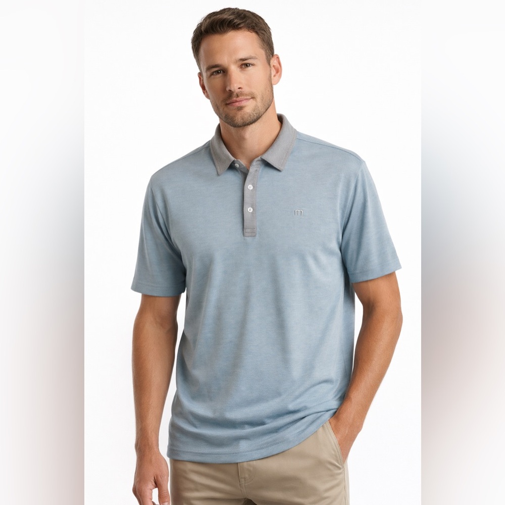Travis Mathew Men’s Polo Shirt Medium Blue Pima Cotton Golf Casual M